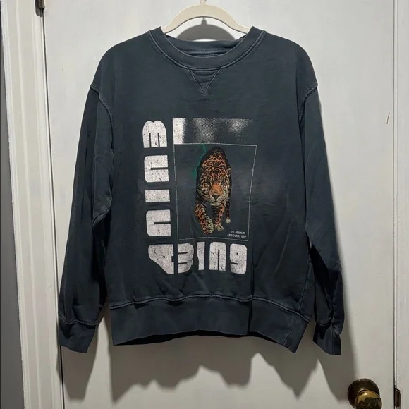 ANINE BING rare wild cat crewneck sweatshirt - Picture 2 of 9